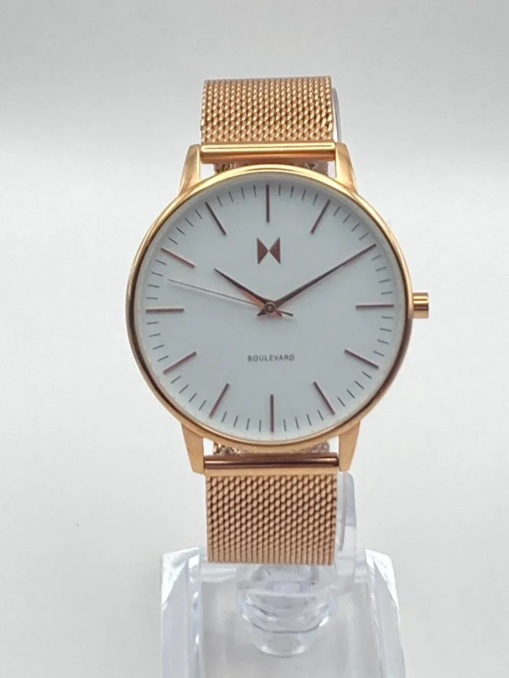 MVMT Boulevard Malibu Women's Watch 38mm Rose Gold Tone Mesh Band New Battery
